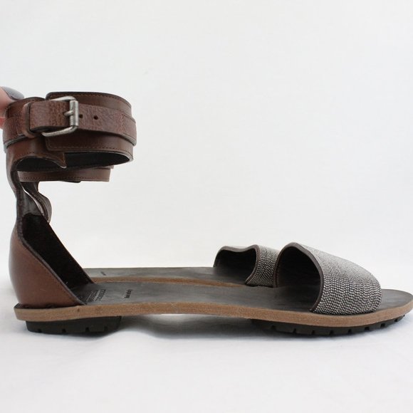 Brunello Cucinelli Brown Embellished Sandals - Picture 4 of 11